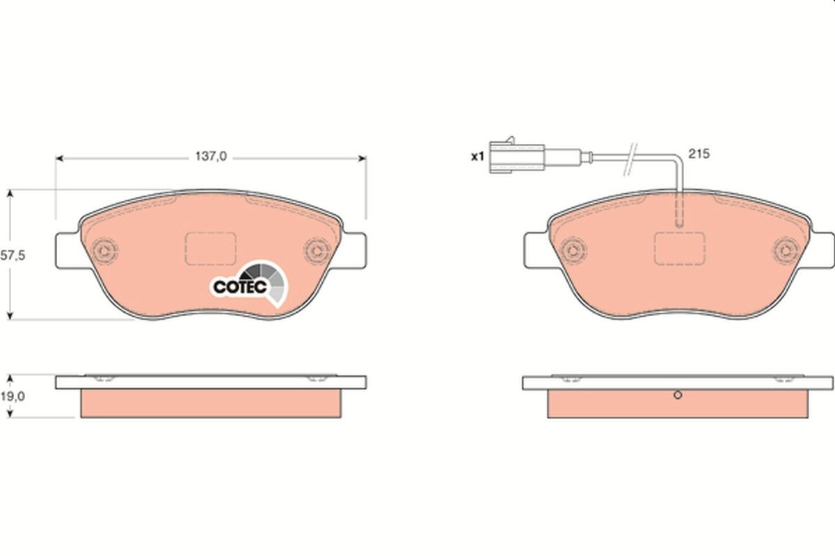 TRW GDB1655: Juego de pastillas de freno con accesorios, con tornillos pinza freno COTEC