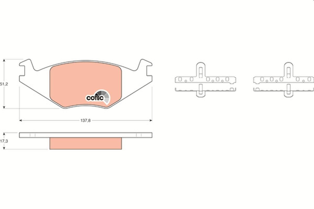 TRW GDB463: Bromsbelägg med tillbehör COTEC