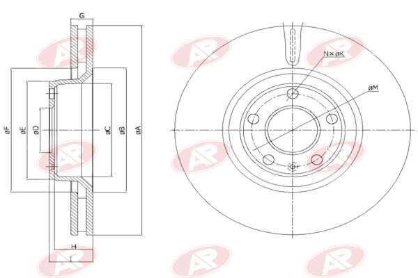 AP-SA A1019V: Piduriketas Esisild, Ø: 321mm, õhutusega, Ø: 321mm