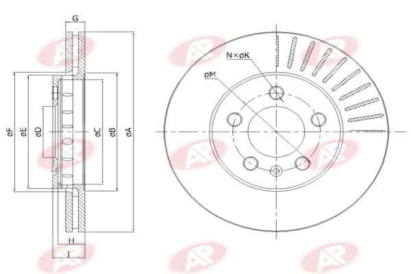AP-SA A1461V: Piduriketas Esisild, Ø: 256mm, õhutusega, Ø: 256mm
