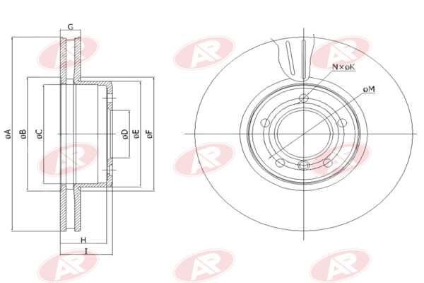 AP-SA B2037V: Piduriketas Esisild, Ø: 324mm, õhutusega, Ø: 324mm