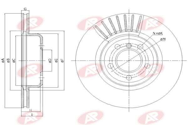 AP-SA B2073V: Piduriketas Esisild, Ø: 330mm, õhutusega, Bimetall, Ø: 330mm