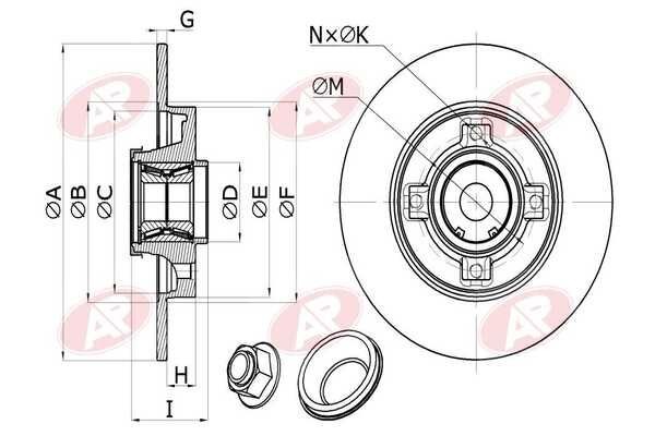 AP-SA C1013PCA: Piduriketas Tagasild, Ø: 250mm, täis, Ø: 250mm, koos kattekummiga, koos poltidega