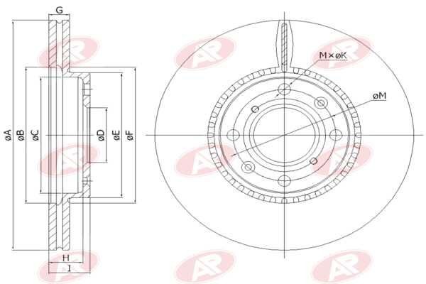 AP-SA S5001V: Disc de frână punte fata, Ř: 252mm, ventilat, Ř: 252mm
