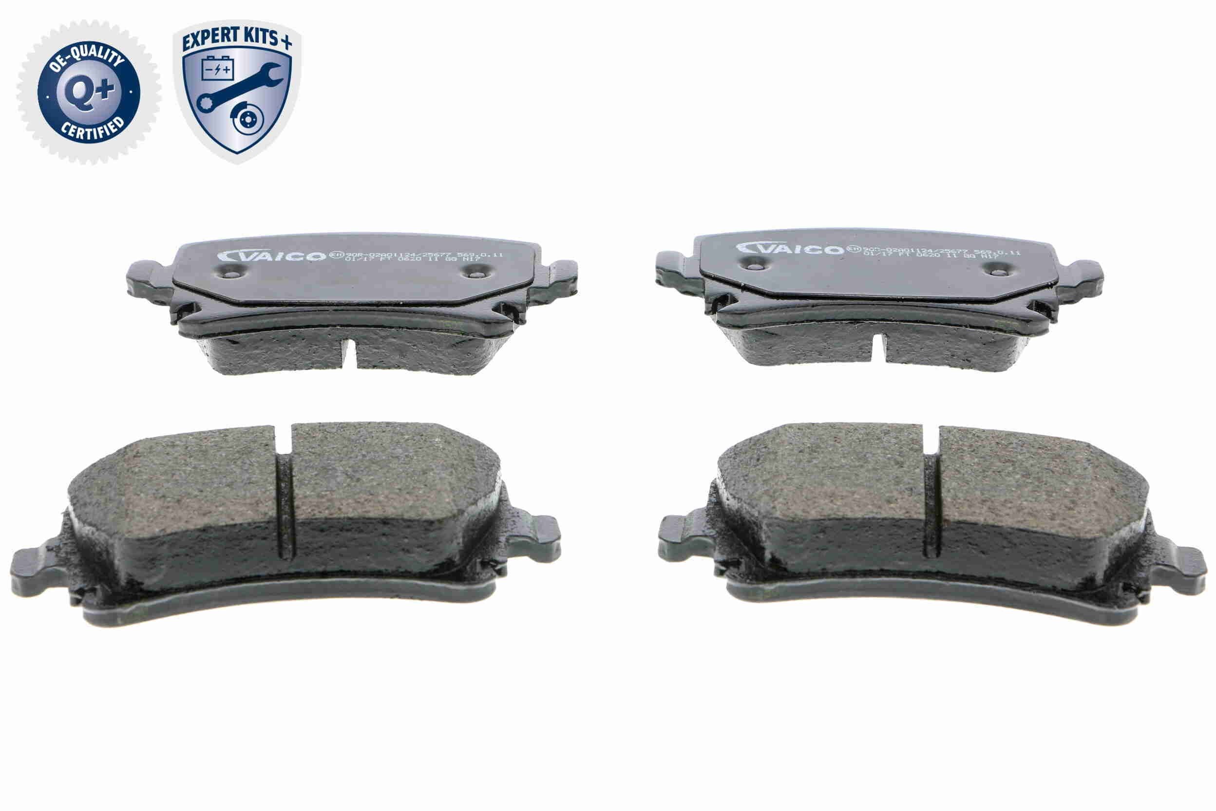 VAICO V10-8173: Piduriklotsid Tagasild, koos kokkusurumisvastase plekiga, Q+, original equipment manufacturer quality