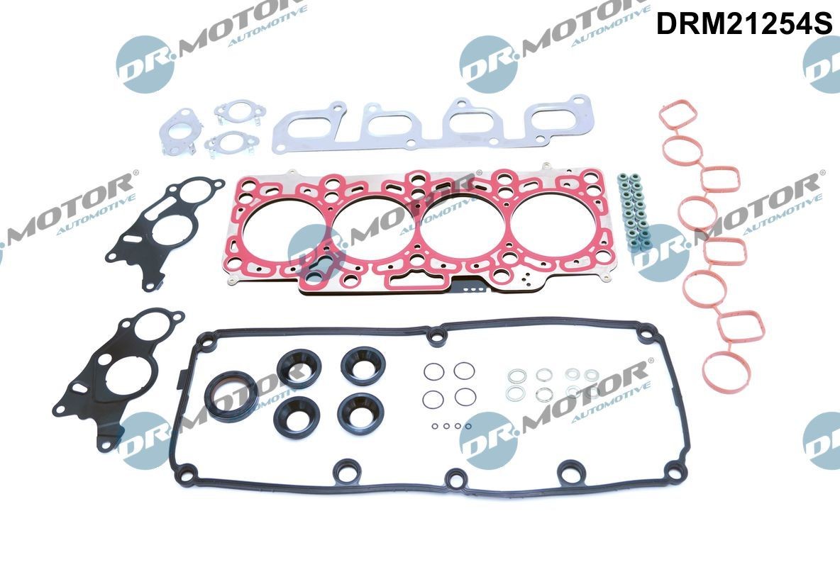 DR.MOTOR AUTOMOTIVE DRM21254S: Kit guarnizioni motore con paraolio-albero a gomiti, con guarnizione coperchio valvole, con guarnizione testata, con guarnizione tenuta stelo valvola, con guarnizione(i) collettore gas scarico