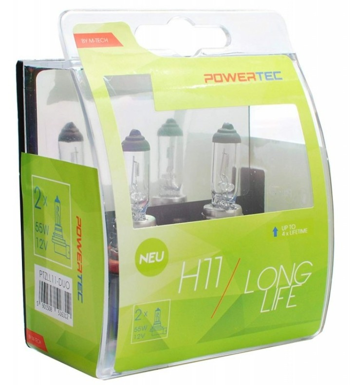 TECH PTZLL11-DUO: Hõõgpirn, Kaugtuli 55W, H11 MTECH LONG LIFE