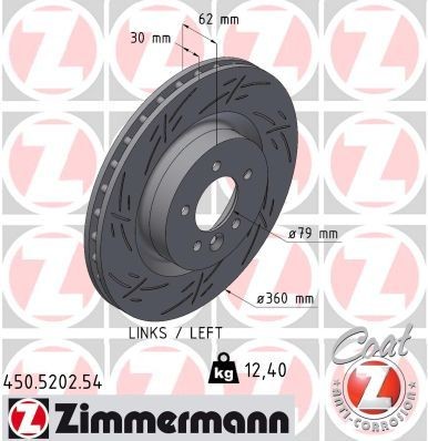 ZIMMERMANN 450.5202.54: Piduriketas BLACK Z Ø: 360mm, sisemine õhutus, piludega, Ø: 360mm, kaetud