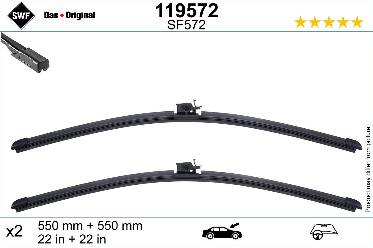 SWF 119572: Stikla tīrītāja slotiņa DAS ORIGINAL SET priekšā, 550mm