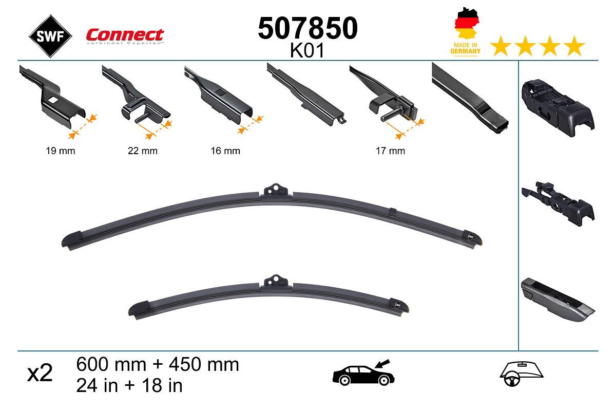 SWF 507850: Klaasipuhastaja CONNECT MADE IN GERMANY ees, 600mm
