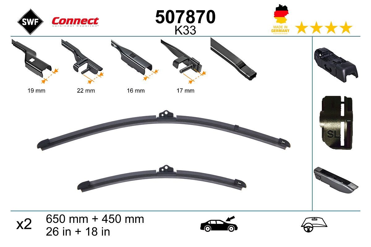 SWF 507870: Vindusvisker CONNECT MADE IN GERMANY foran, 650mm