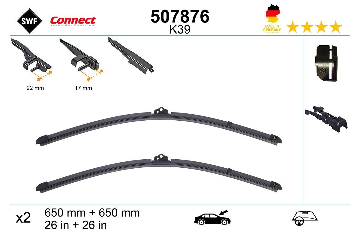 SWF 507876: Klaasipuhastaja CONNECT MADE IN GERMANY ees, 650mm