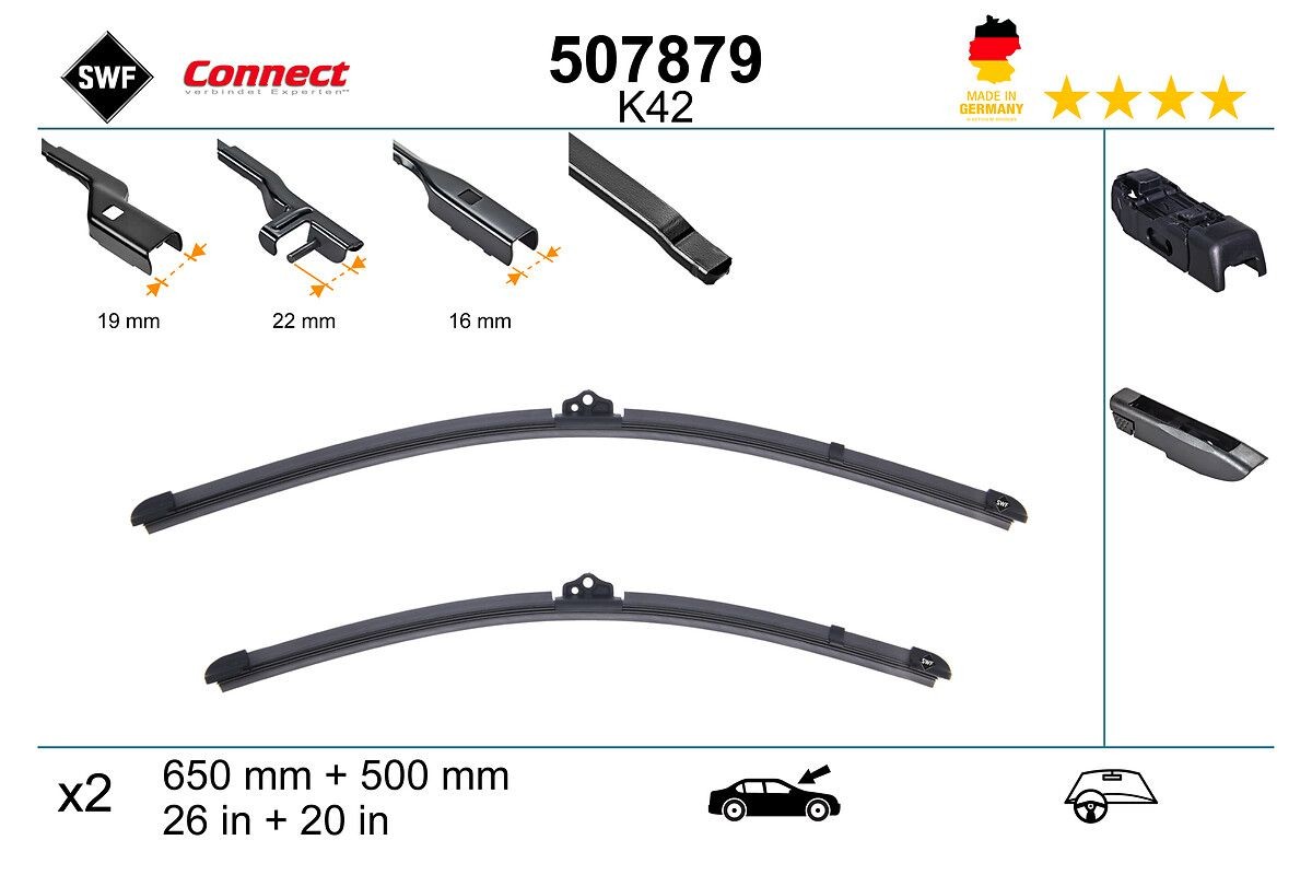 SWF 507879: Essuie-glace CONNECT MADE IN GERMANY avant, 650mm