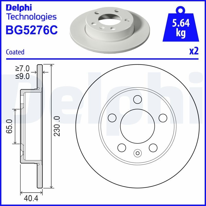 DELPHI BG5276C: Piduriketas Ø: 230mm, täis, Ø: 230mm, kaetud