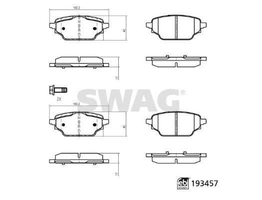 SWAG 33 11 1250: Plaquettes de frein Essieu arrière, avec tôle anti-bruit