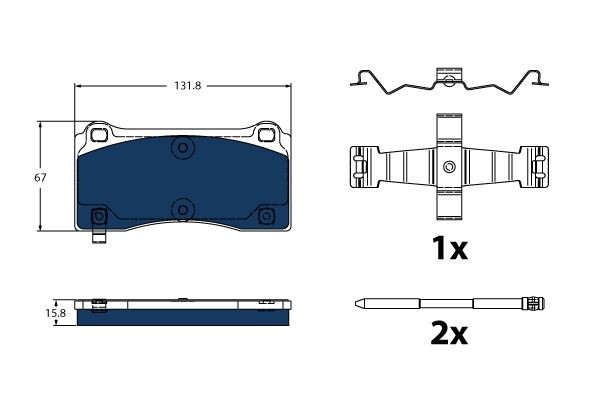 TRW GDB2431BTE: Plăcuțe de frână ELECTRIC BLUE cu acceasorii