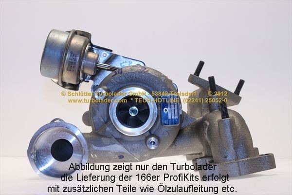 SCHLÜTTER TURBOLADER 166-00230: Turbod koos paigaldus-/kinnitusmaterjaliga, õli juurdevoolu torustikuga PROFI KIT - with NEW org. BorgWarner Turbocharger
