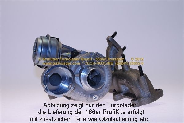 SCHLÜTTER TURBOLADER 166-00420: Turbod koos paigaldus-/kinnitusmaterjaliga, õli juurdevoolu torustikuga PROFI KIT - with org. NEW GARRETT Turbo