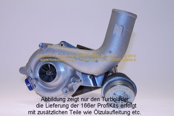 SCHLÜTTER TURBOLADER 166-01020: Turbod koos paigaldus-/kinnitusmaterjaliga, õli juurdevoolu torustikuga PROFI KIT - with NEW org. BorgWarner Turbocharger