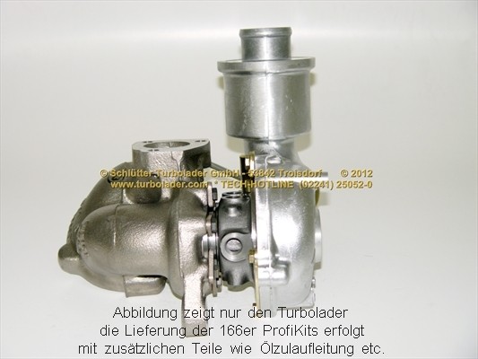 SCHLÜTTER TURBOLADER 166-01040: Turbocompresseur avec matériel de montage/fixation, avec aspiration d'huile END of LIFE PROFIKIT - Borg Warner REMAN TURBO