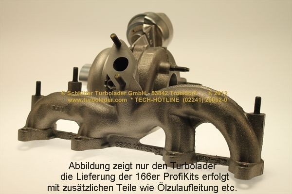 SCHLÜTTER TURBOLADER 166-03080: Turbod koos paigaldus-/kinnitusmaterjaliga, õli juurdevoolu torustikuga PROFI KIT - with NEW org. BorgWarner Turbocharger