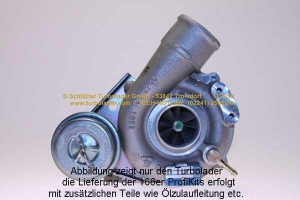 SCHLÜTTER TURBOLADER 166-04080: Turbod koos paigaldus-/kinnitusmaterjaliga, õli juurdevoolu torustikuga PROFI KIT - with NEW org. BorgWarner Turbocharger