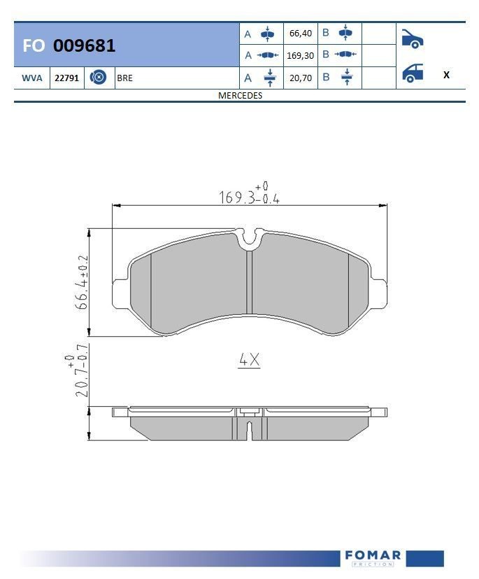 FOMAR Friction FO 009681: Piduriklotsid