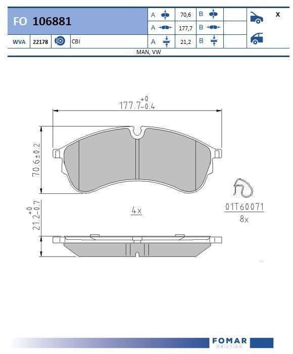 FOMAR Friction FO 106881: Plăcuțe de frână