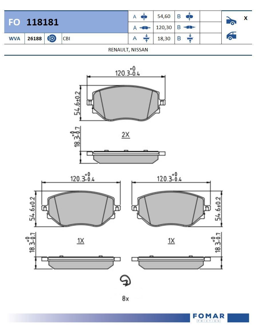 FOMAR Friction FO 118181: Piduriklotsid