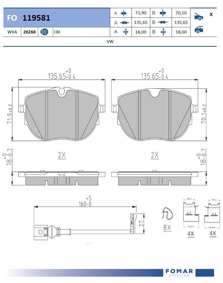 FOMAR Friction FO 119581: Piduriklotsid
