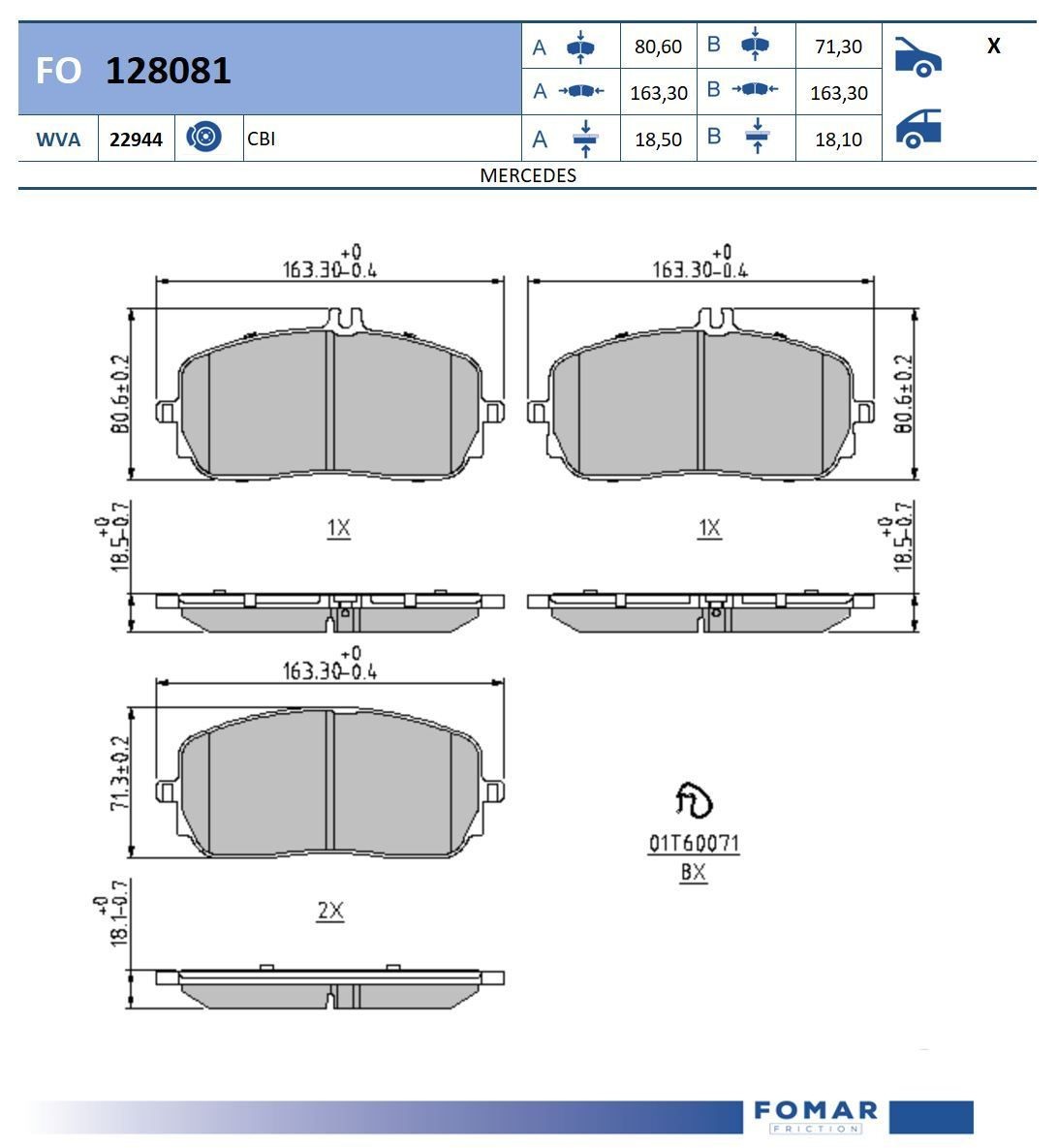 FOMAR Friction FO 128081: Piduriklotsid
