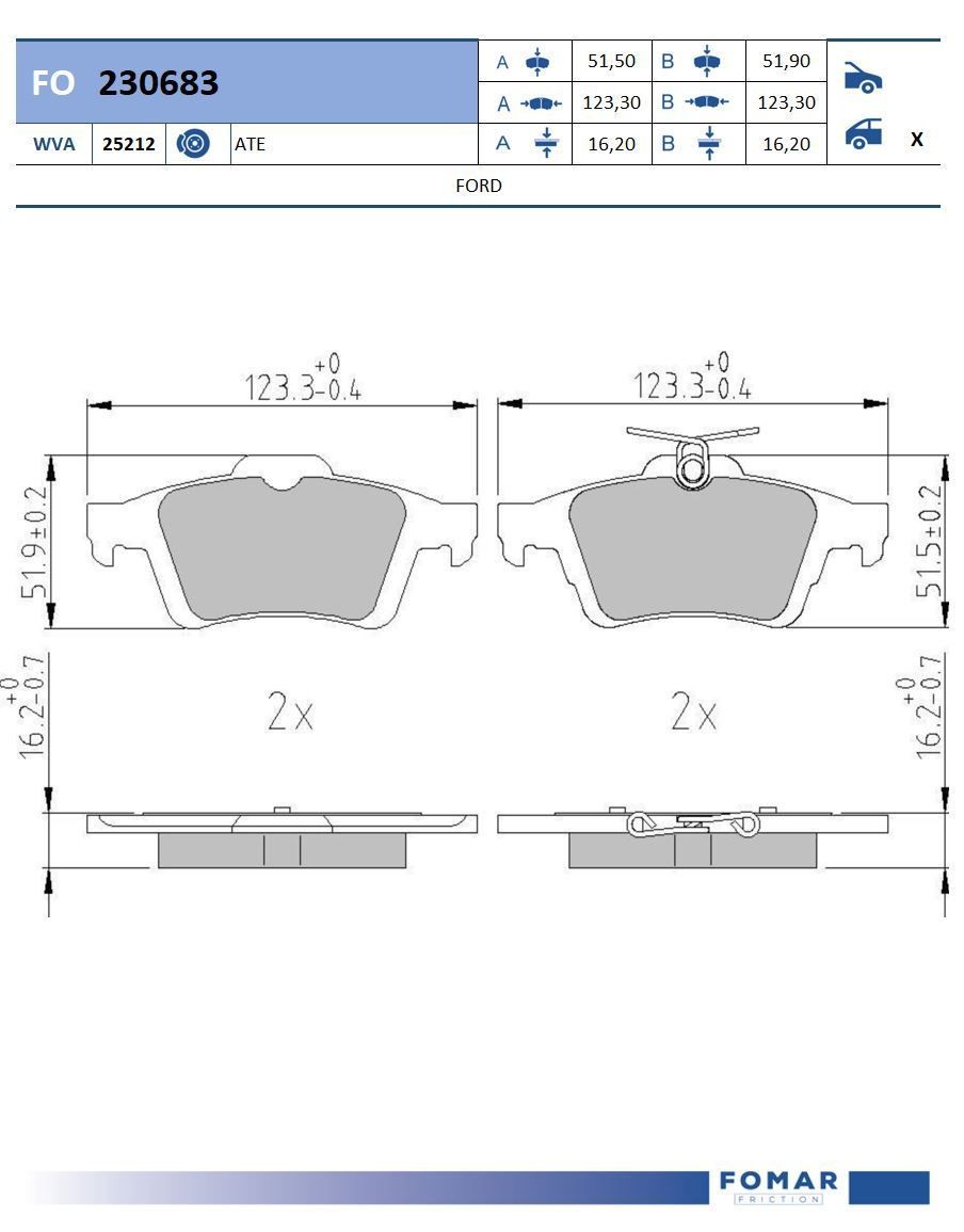 FOMAR Friction FO 230683: Piduriklotsid
