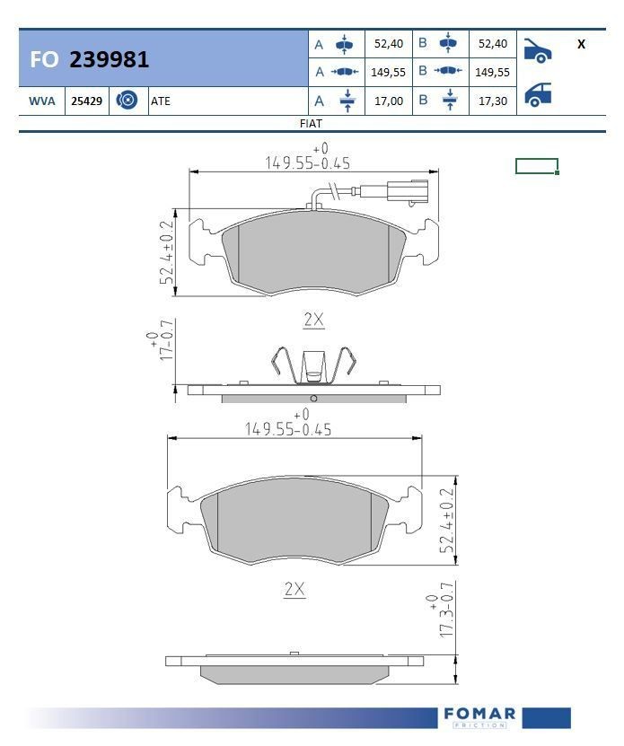 FOMAR Friction FO 239981: Piduriklotsid