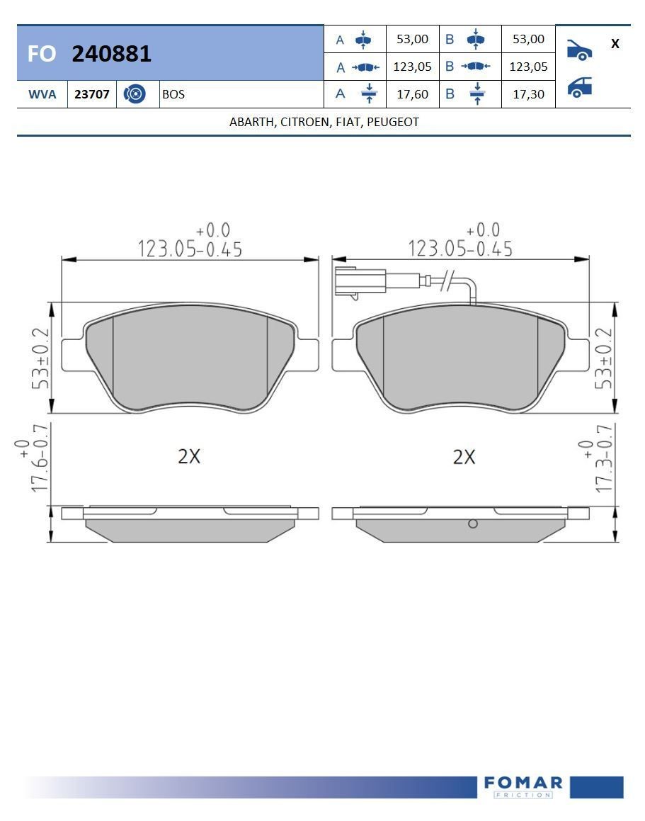 FOMAR Friction FO 240881: Piduriklotsid