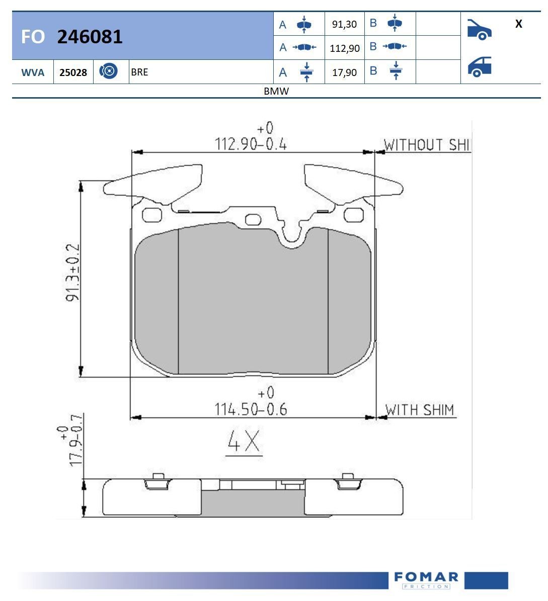 FOMAR Friction FO 246081: Piduriklotsid