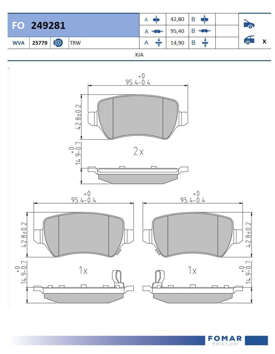 FOMAR Friction FO 249281: Piduriklotsid