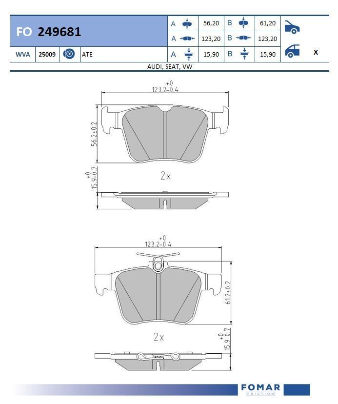 FOMAR Friction FO 249681: Piduriklotsid
