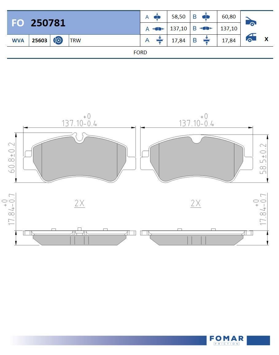FOMAR Friction FO 250781: Piduriklotsid