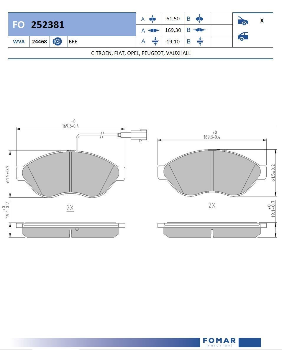 FOMAR Friction FO 252381: Piduriklotsid koos lisadega