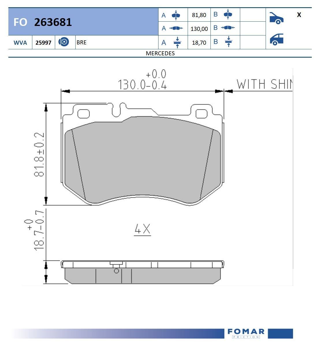 FOMAR Friction FO 263681: Piduriklotsid