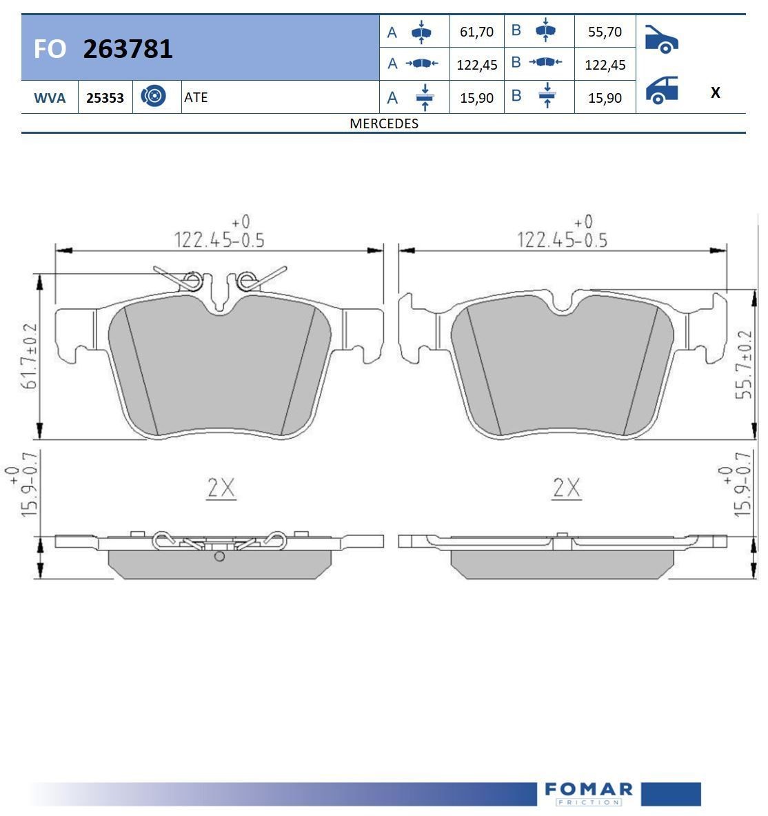 FOMAR Friction FO 263781: Piduriklotsid