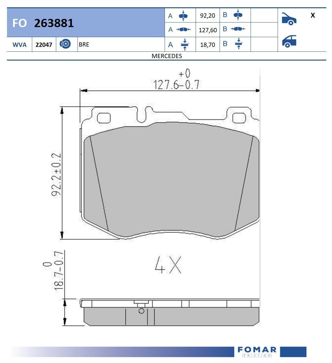 FOMAR Friction FO 263881: Piduriklotsid