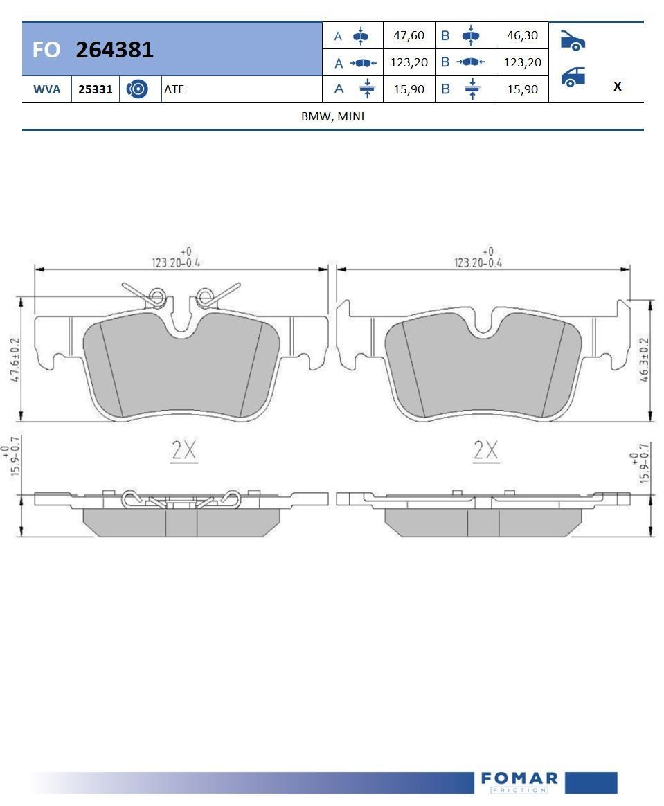 FOMAR Friction FO 264381: Piduriklotsid