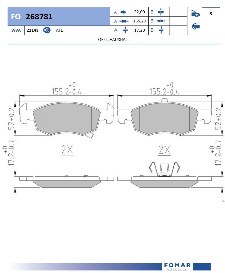 FOMAR Friction FO 268781: Bremseklodser