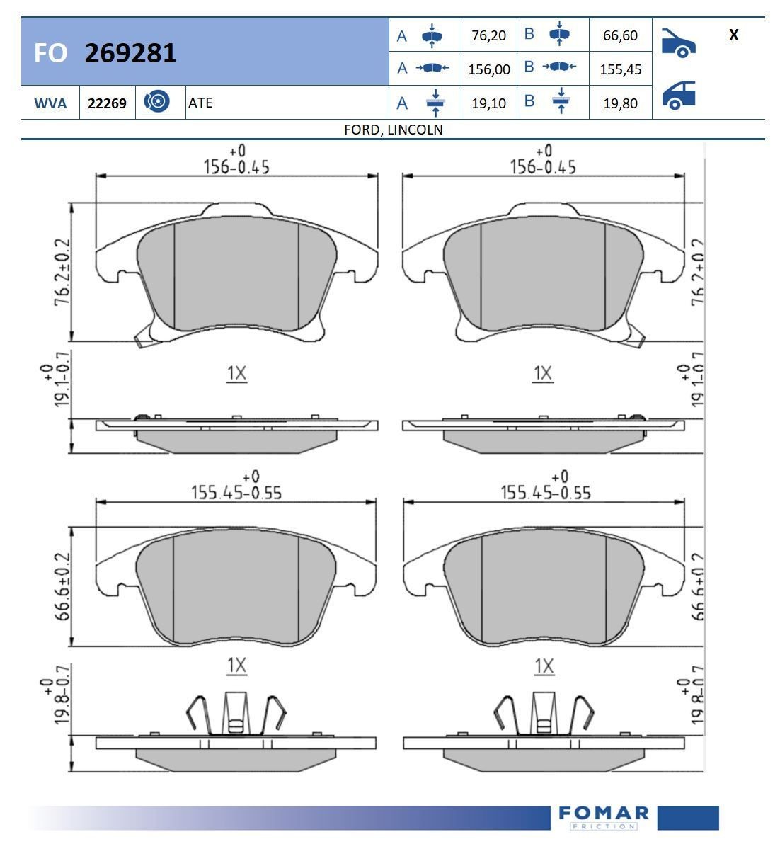 FOMAR Friction FO 269281: Piduriklotsid