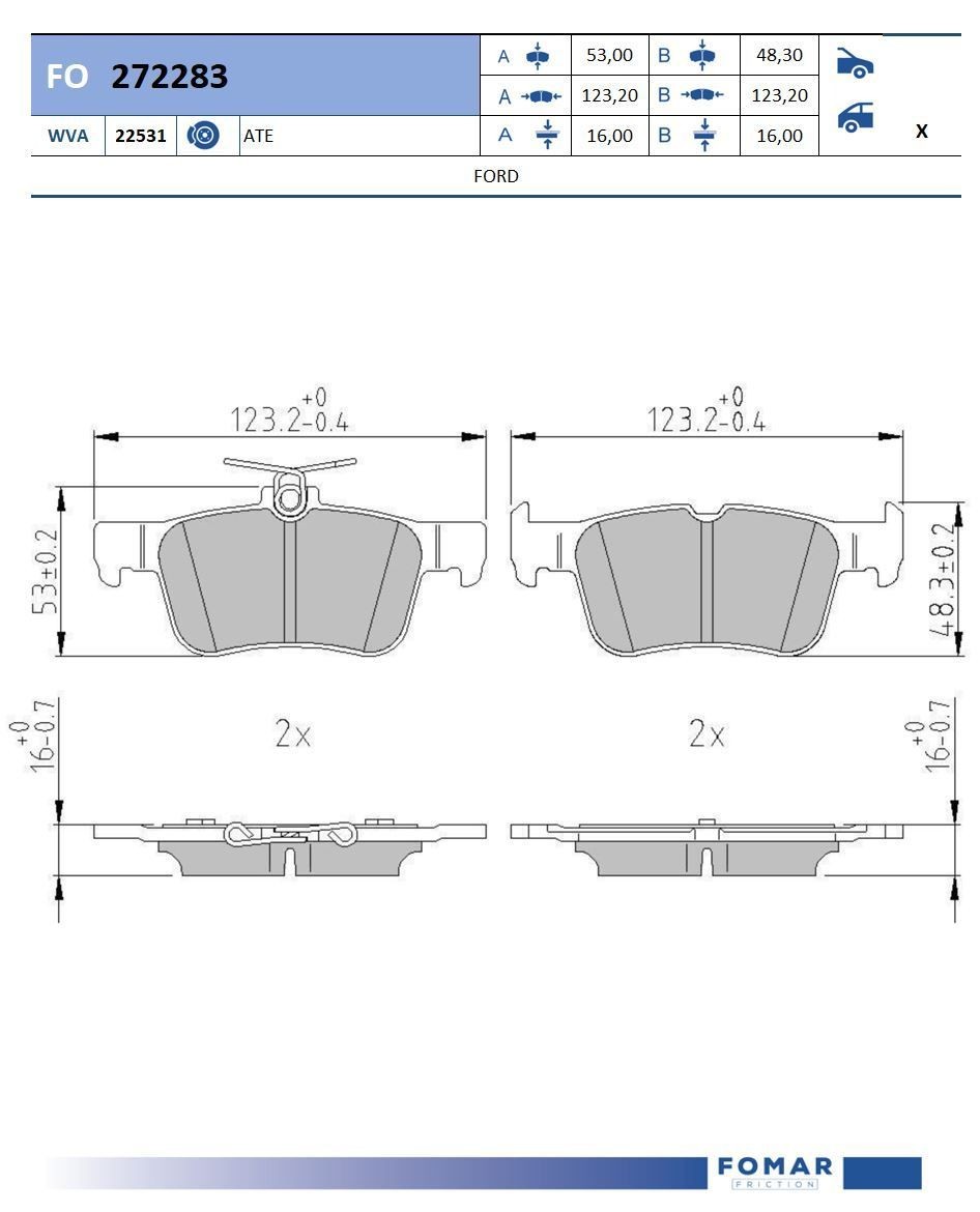 FOMAR Friction FO 272283: Piduriklotsid