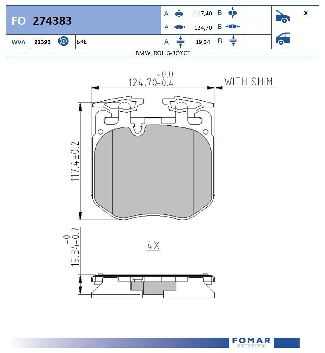 FOMAR Friction FO 274383: Piduriklotsid