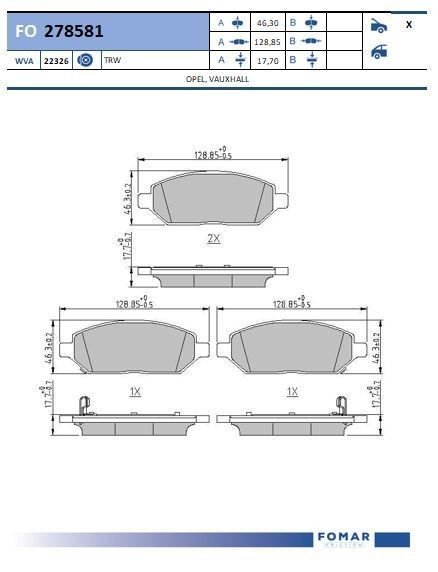 FOMAR Friction FO 278581: Jarrupalat, levyjarru