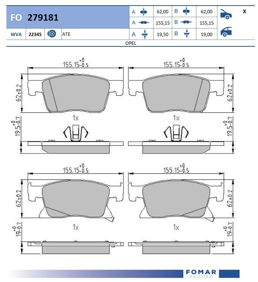 FOMAR Friction FO 279181: Piduriklotsid