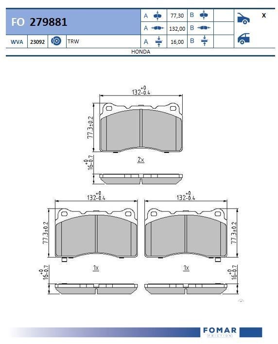 FOMAR Friction FO 279881: Bremseklodser